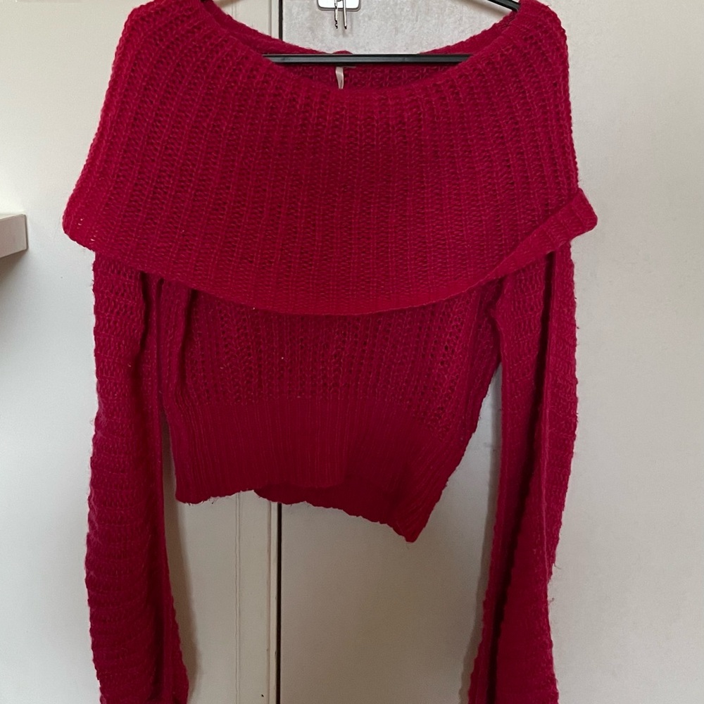 Free People Off-the-Shoulder Beautiful Colour Knit Sweater